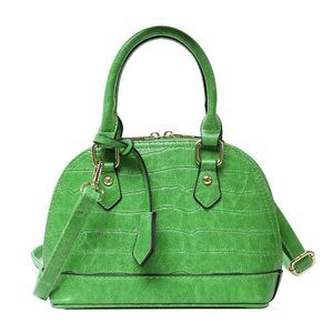 Faux Leather Embossed Bag - Green